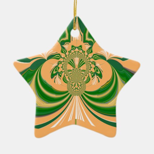 Ornement En Céramique Design vert jaune. (Devant)