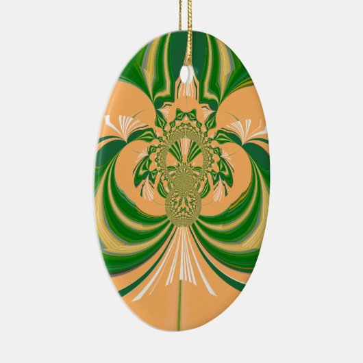 Ornement En Céramique Design vert jaune. (Droite)