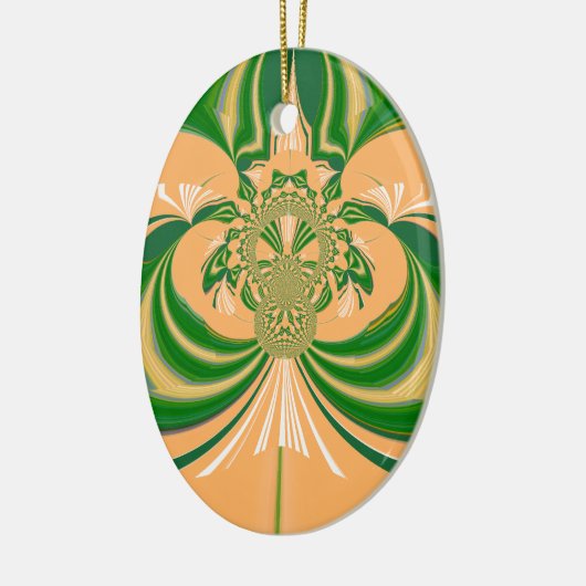 Ornement En Céramique Design vert jaune. (Gauche)