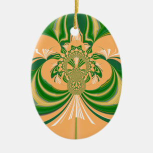 Ornement En Céramique Design vert jaune.