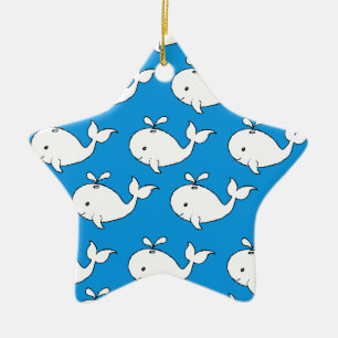 Ornement En Céramique Dessin de baleine Motif à main bleue