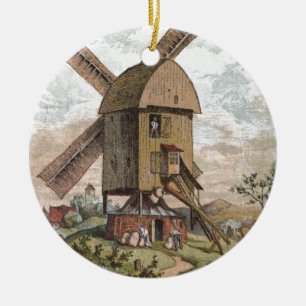 Ornement En Céramique Dessin vintage : Le vieux moulin