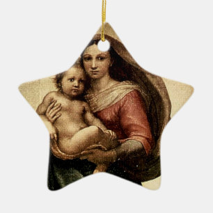 Ornement En Céramique Détail de la "Vierge Sixtine" de Raphael (vers 151