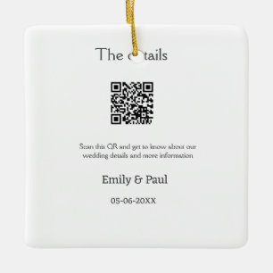 Ornement En Céramique Détails mariage Web scan QR ajouter nom couple