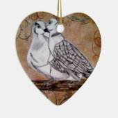 Ornement En Céramique Deux colombes de tortue (Droite)