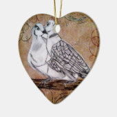 Ornement En Céramique Deux colombes de tortue (Gauche)