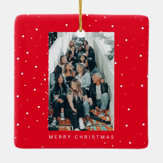 Ornement En Céramique Deux photos Bright Red Snowfall School College (Dos)