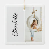 Ornement En Céramique Deux photos minimum Customisé Nom blanc (Dos)
