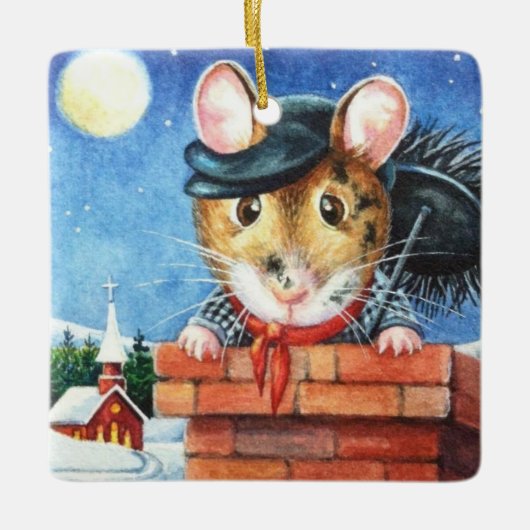 Ornement En Céramique Dickens Christmas Chimney Sweep Mouse Art (Devant)