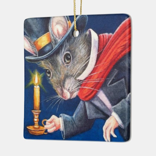 Ornement En Céramique Dickens Noël Scrooge Souris Aquarelle Art (Gauche)