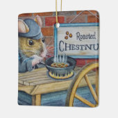 Ornement En Céramique Dickens Noël Souris Dégustation de châtaignes Art (Gauche)
