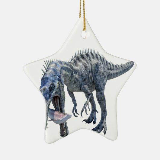 Ornement En Céramique Dinosaure de Suchomimus mangeant un requin (Droite)