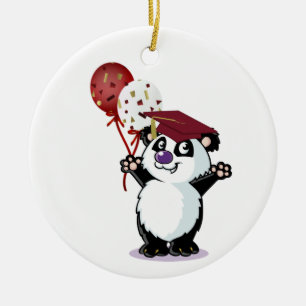Ornement En Céramique Diplômé heureux d'ours panda