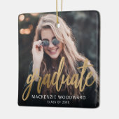 Ornement En Céramique Diplôme personnalisé Photo Gold Script Keepsaké (Gauche)