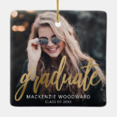 Ornement En Céramique Diplôme personnalisé Photo Gold Script Keepsaké (Dos)