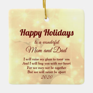 Ornement En Céramique Distance Happy Holidays Maman et Papa