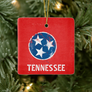 Ornement En Céramique Distressed Tennessee Flag