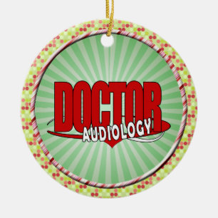 ORNEMENT EN CÉRAMIQUE DOCTEUR AUDIOLOGIST BIG RED LOGO D'AUDIOLOGIE