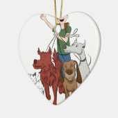 Ornement En Céramique Dog Walker Cartoon (Gauche)