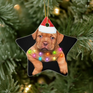 Ornement En Céramique dogue de bordeaux décor de noël pour amoureux de l