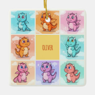 Ornement En Céramique Doodles dragons colorés mignons