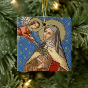 Ornement En Céramique Double Image Ste. Thérèse d'Avila (SAU 28)