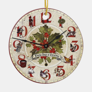 Ornement En Céramique douze jours d'ornement d'horloge de Noël