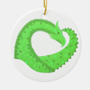 Ornement En Céramique Dragon de coeur vert citron blanc
