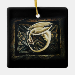 Ornement En Céramique Dragon de l'art celtique crème Fantastique