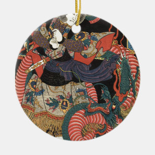 Ornement En Céramique Dragon rouge japonais vintage