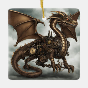 Ornement En Céramique Dragon Steampunk