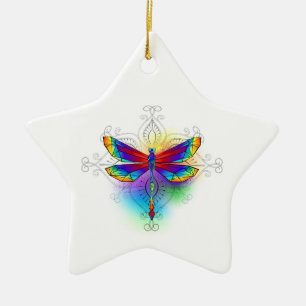 Ornement En Céramique Dragonfly en arc-en-ciel