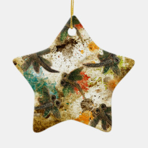 Ornement En Céramique Dragonfly Flit Rustic Splash