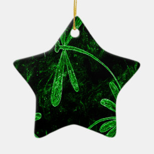 Ornement En Céramique Dragonlies Neon Green