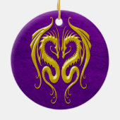 Ornement En Céramique Dragons, jaune et pourpre de fer (Dos)