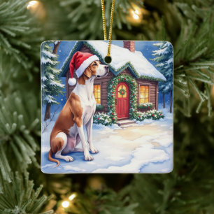 Ornement En Céramique Drame danois Cabane enneigée Chapeau de Père Noël