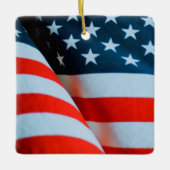 Ornement En Céramique Drapeau américain rouge blanc et bleu (Devant)