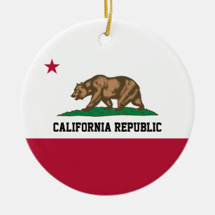 Ornement En Céramique Drapeau California Bear Republic Grizzly et Star