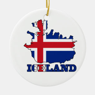 Ornement En Céramique Drapeau dans la carte de l'Islande