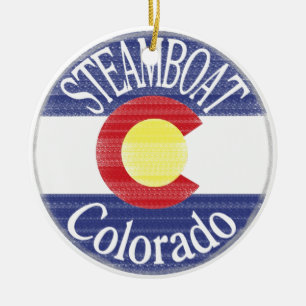 Ornement En Céramique Drapeau de cercle du Colorado de bateau à vapeu
