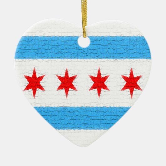 Ornement En Céramique Drapeau de Chicago (Devant)