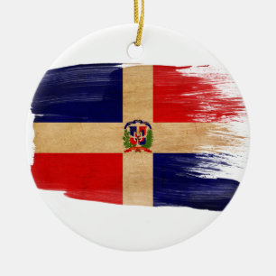 Ornement En Céramique Drapeau de la République Dominicaine