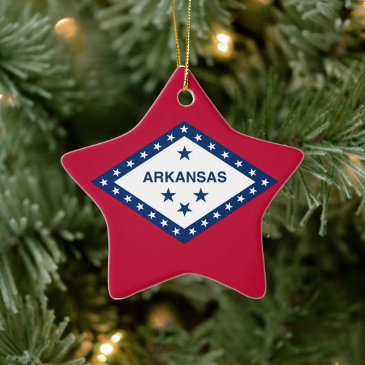Ornement En Céramique Drapeau de l'Arkansas (Arbre)