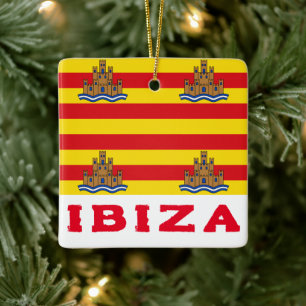 Ornement En Céramique Drapeau d'Ibiza, ESPAGNE