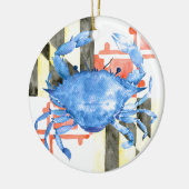Ornement En Céramique Drapeau du Maryland d'aquarelle et crabe bleu (Gauche)