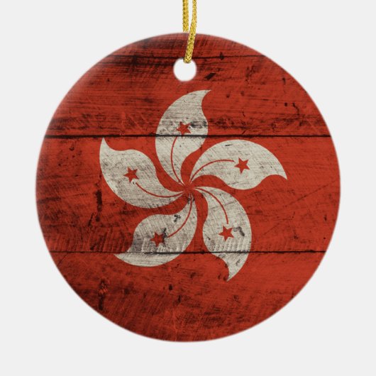 Ornement En Céramique Drapeau en bois de Hong Kong (Devant)