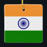 Ornement En Céramique Drapeau indien<br><div class="desc">Produits World Flag personnalisables - N'hésitez pas à ajouter votre propre texte.</div>
