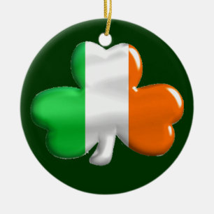 Ornement En Céramique Drapeau irlandais de trèfle de shamrock