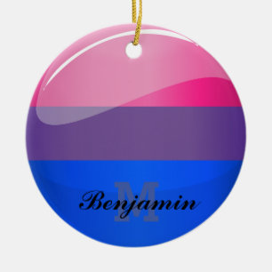 Ornement En Céramique Drapeau rond brillant de bisexualité