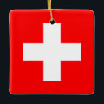 Ornement En Céramique Drapeau suisse<br><div class="desc">Produits World Flag personnalisables - N'hésitez pas à ajouter votre propre texte.</div>